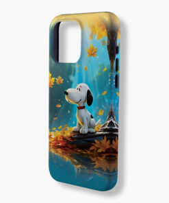 Alternative view of Snoopy Fall Leaves Phone Protective Cover, Cute Dog Autumn Hard Shell Case Phone