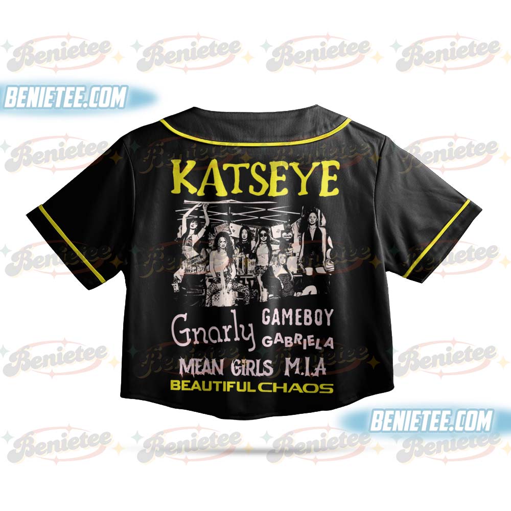 Katseye Merch Beautiful Chaos Baseball Croptop Graphic T-shirt - Image 3
