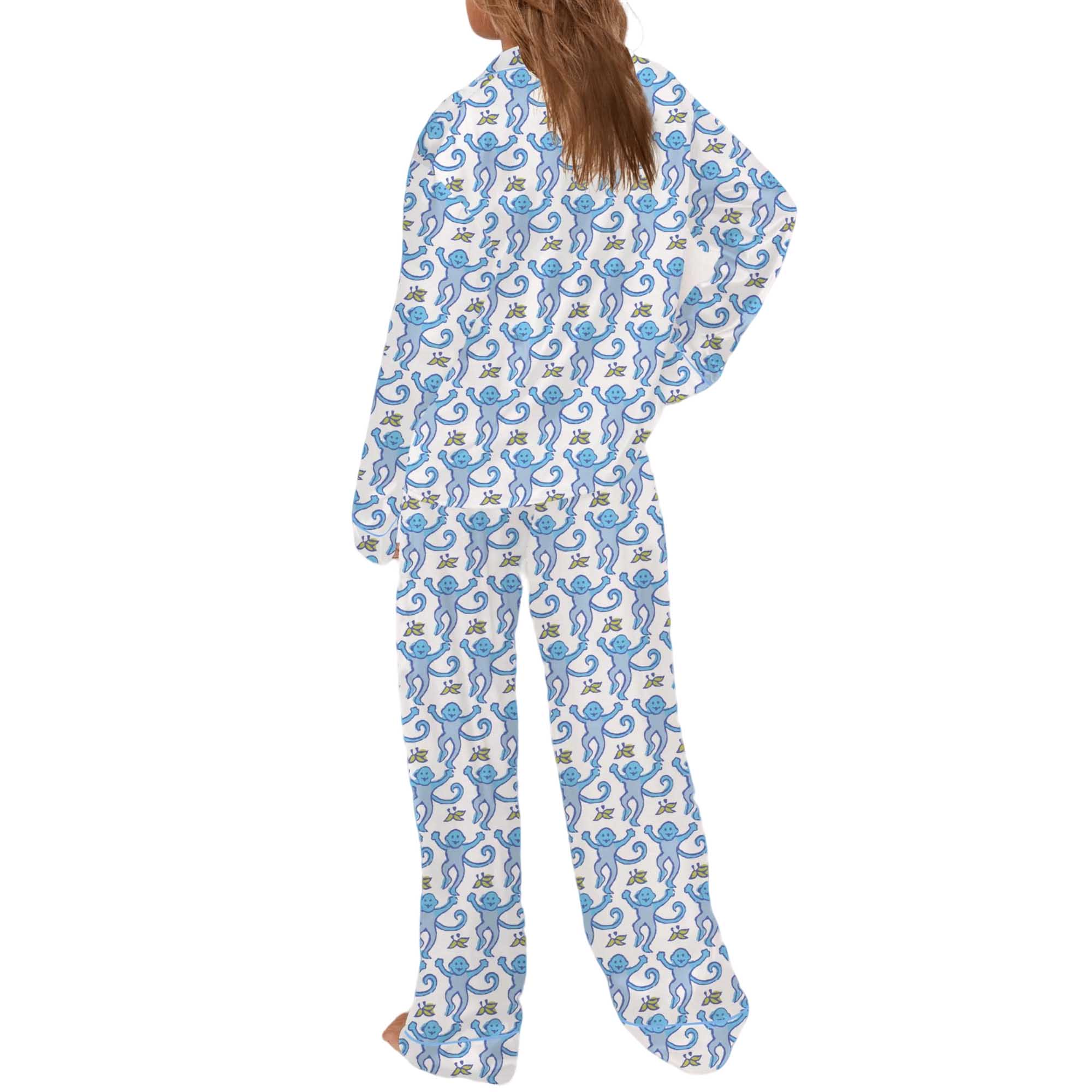 Monkey Satin Pajama Set For Women - Image 4