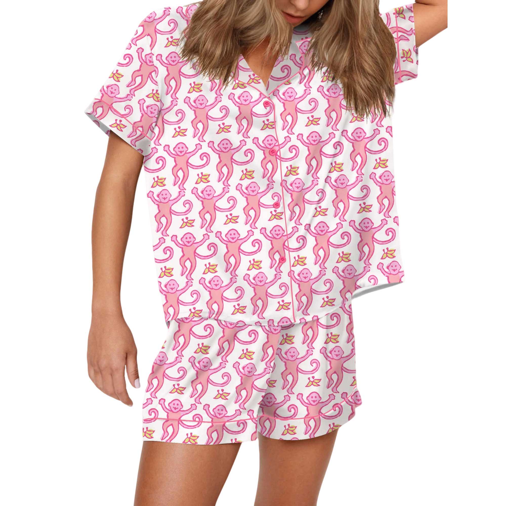 Monkey Satin Pajama Set For Women