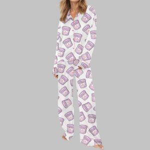 Alternative view of Moon Beam Ice Cream Silky Satin Pajama Set