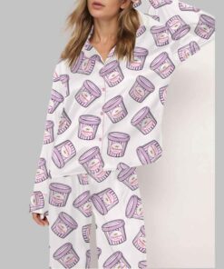 Moon Beam Ice Cream Silky Satin Pajama Set