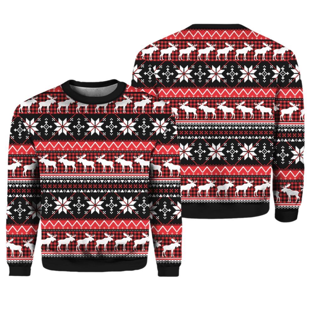 Moose Christmas Party Ugly Christmas Sweater - Grishko.com
