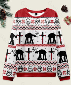 Moose Walker Ugly Christmas Fuzzy Fleece Sweatshirt