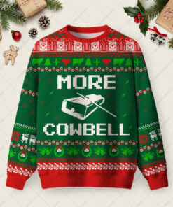 More Cowbell Ugly Christmas Fuzzy Fleece Sweatshirt