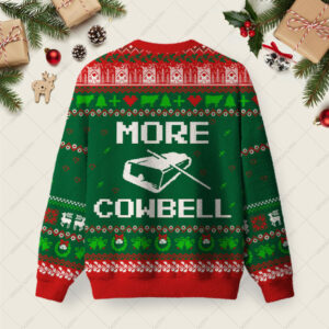 Alternative view of More Cowbell Ugly Christmas Fuzzy Fleece Sweatshirt