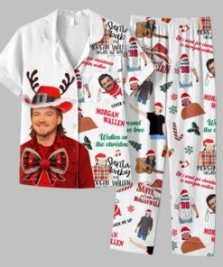 Alternative view of Morgan Wallen Merry Christmas Button Pajamas Set