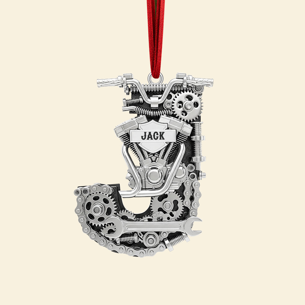 Motorcycle Engine Initial Letter Acrylic Ornament, Personalized Christmas Gifts For Bikers 03qhtn040925 - Image 3