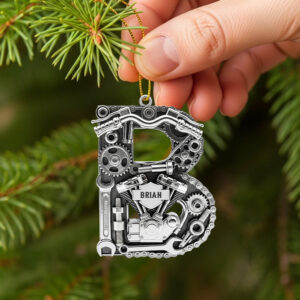 Alternative view of Motorcycle Engine Initial Letter Acrylic Ornament, Personalized Christmas Gifts For Bikers 03qhtn040925