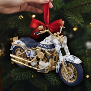 Motorcycle Toile de Jouy Christmas Ornament Personalized Gifts for Bikers 05PGLU061025