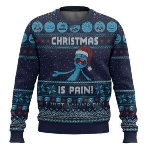 Mr Meeseeks Christmas Is Pain Rick And Morty Ugly Christmas Sweater