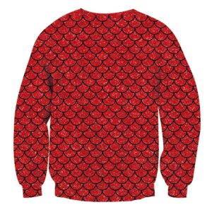 Alternative view of Muscle Mermaid Tie Print Ugly Christmas Sweatshirt - Grishko.com