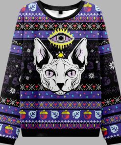 Alternative view of Mystical Cat Ugly Christmas Sweater