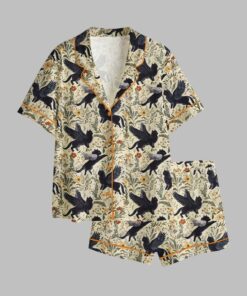 Mythical Black Cats Botanicals Pajama Set