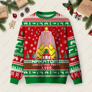 Nakatomi Corporation Christmas Party Snowflake Tower Ugly Christmas Fuzzy Fleece Sweatshirt