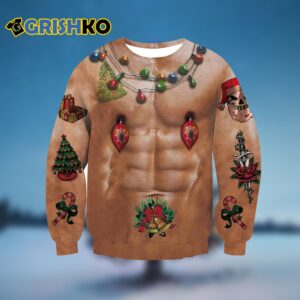 Naked Muscle Bulb Ugly Christmas Sweater - Grishko.com