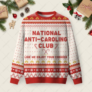 National Anti-Caroling Club Ugly Christmas Fuzzy Fleece Sweatshirt