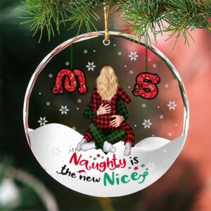 Naughty Couple Ornament - Personalized Gifts With Custom Alphabet Letter For Couple