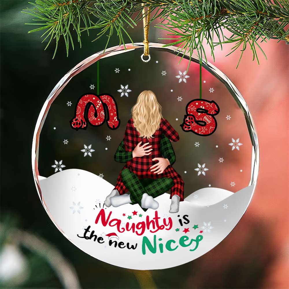 Naughty Couple Ornament - Personalized Gifts With Custom Alphabet Letter For Couple