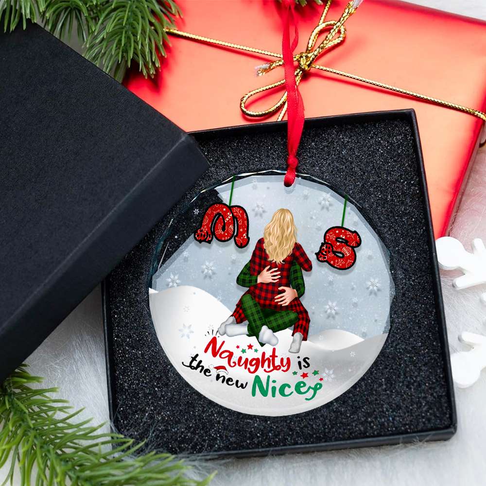 Alternative view of Naughty Couple Ornament - Personalized Gifts With Custom Alphabet Letter For Couple