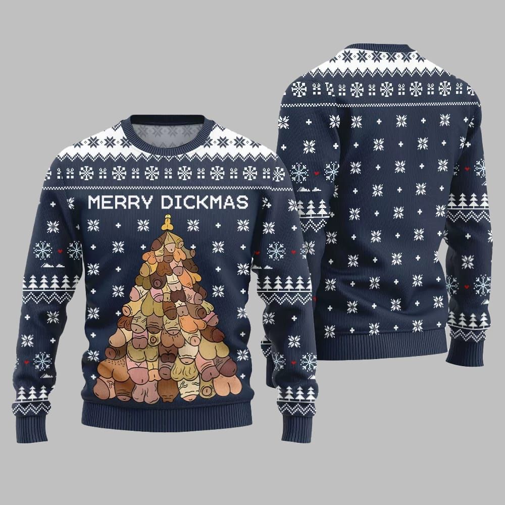 Naughty Funny Merry Dickmas Ugly Sweater Christmas 2025 - Image 4