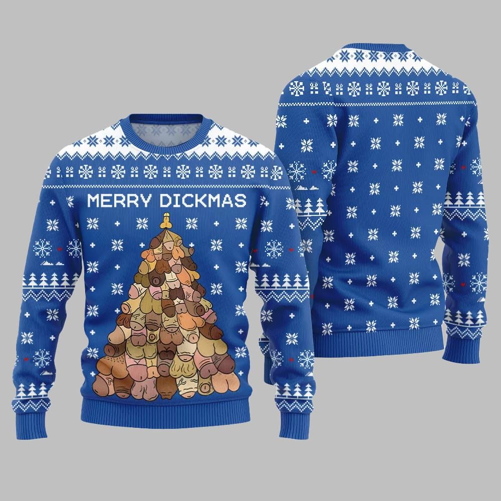 Naughty Funny Merry Dickmas Ugly Sweater Christmas 2025 - Grishko.com