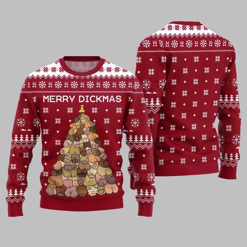 Naughty Funny Merry Dickmas Ugly Sweater Christmas 2025 - Image 5
