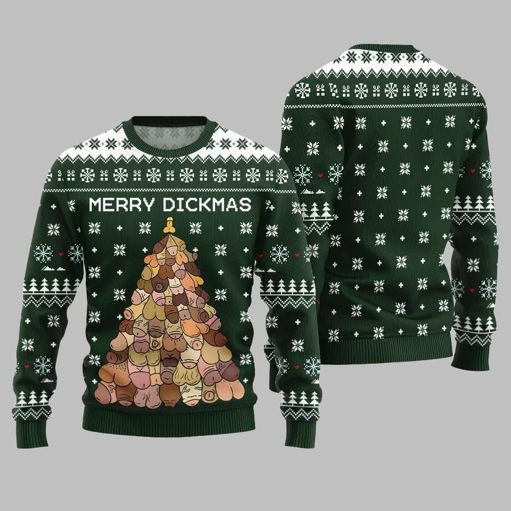 Naughty Funny Merry Dickmas Ugly Sweater Christmas 2025 - Image 3