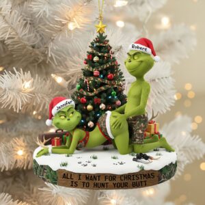 Alternative view of Naughty Green Couple Ornament - Personalized Gifts For Hunting  Couple 02ohti300925