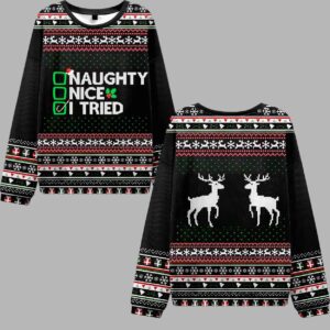 Alternative view of Naughty Nice I Tried Ugly Christmas Sweater - gullprint.com