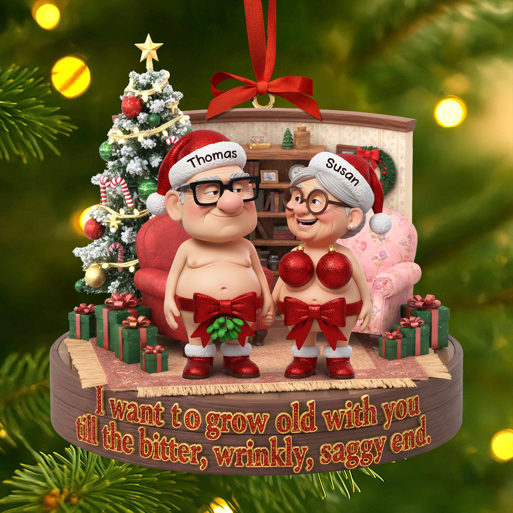 Alternative view of Naughty Old Couple Ornament - Personalized Gifts For Couple 04nati230925