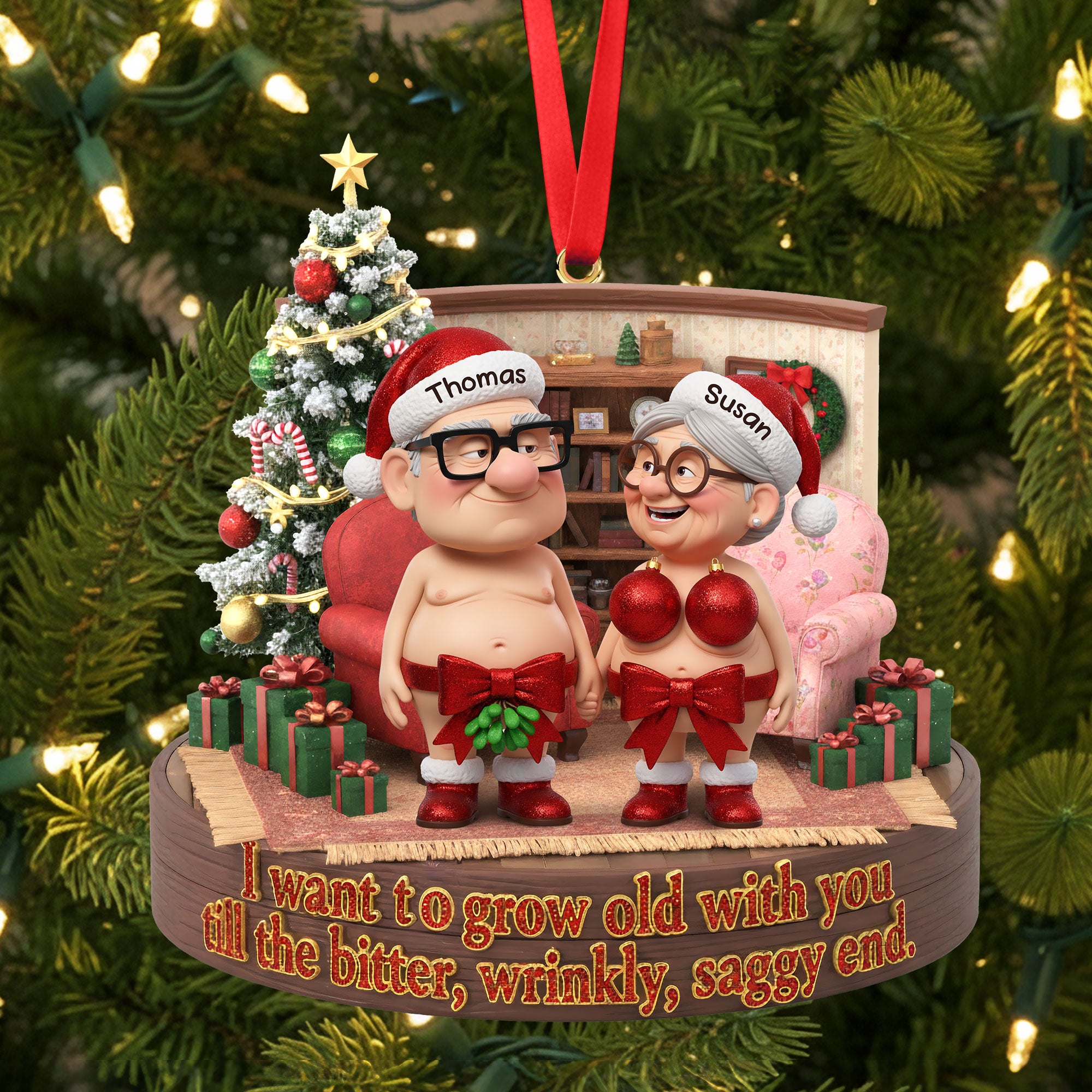 Naughty Old Couple Ornament - Personalized Gifts For Couple 04nati230925