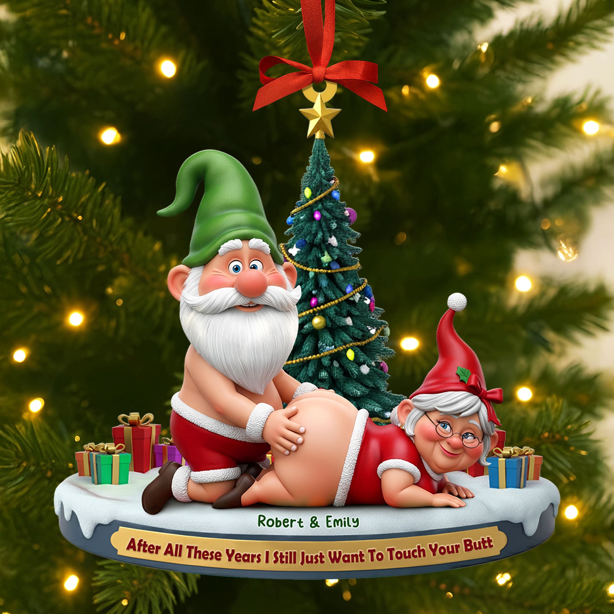 Naughty Old Gnome Couple Ornament - Personalized Gifts For Couple 01ohti190925