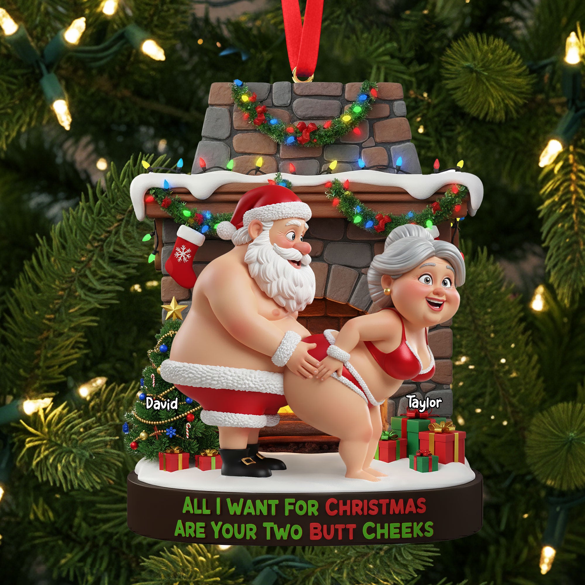 Alternative view of Naughty Old Gnome Couple Ornament - Personalized Gifts For Couple 03ohti230925