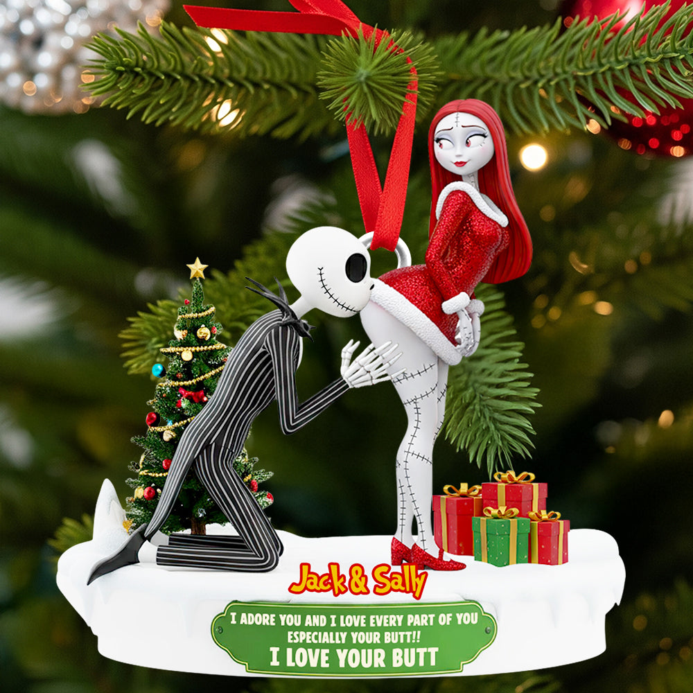 Alternative view of Naughty Skeleton Couple Christmas Ornament - Personalized Gifts For Couple 03ohdt110925
