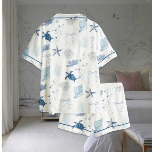 Alternative view of Nautical Turtle Conch Bow Satin Pajama Set