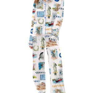 Alternative view of Navy Peony Greece Pajama Set