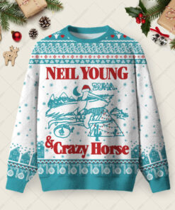 Neil Young & Crazy Horse Ugly Christmas Fuzzy Fleece Sweatshirt