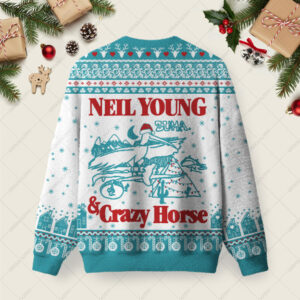 Alternative view of Neil Young & Crazy Horse Ugly Christmas Fuzzy Fleece Sweatshirt