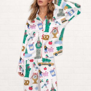 New York City Christmas Silky Satin Pajama Set
