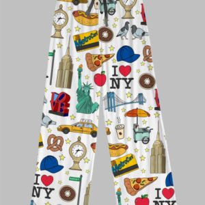 New York City Contrast Wide Leg Pants