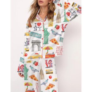 Alternative view of New York City Travel Satin Pajama Set For Women