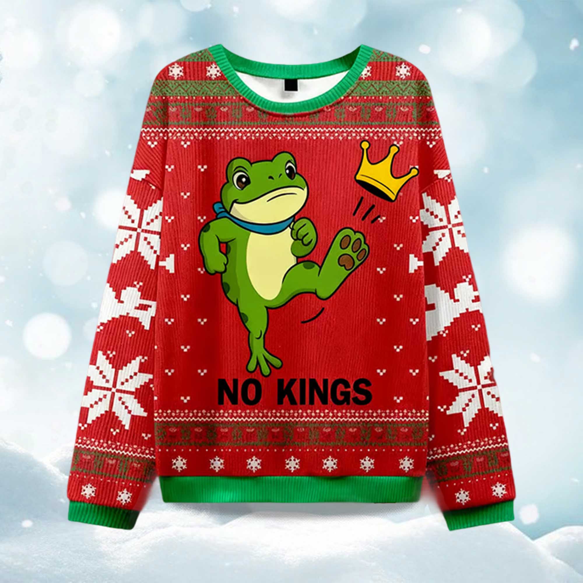 No Kings Protest Ugly Christmas Sweater