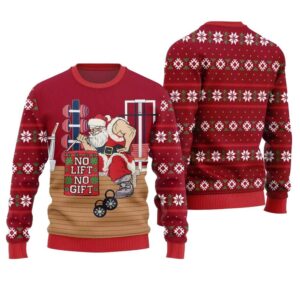 Alternative view of No Lift No Gift Gym Santa Ugly Christmas Sweater - Grishko.com