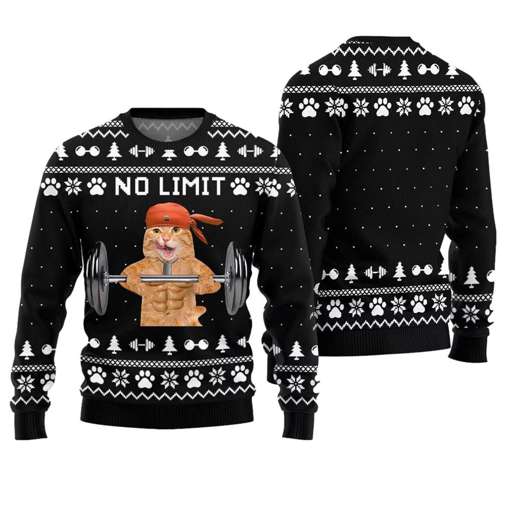 No Limit Buff Cat Ugly Christmas Sweater - Grishko.com