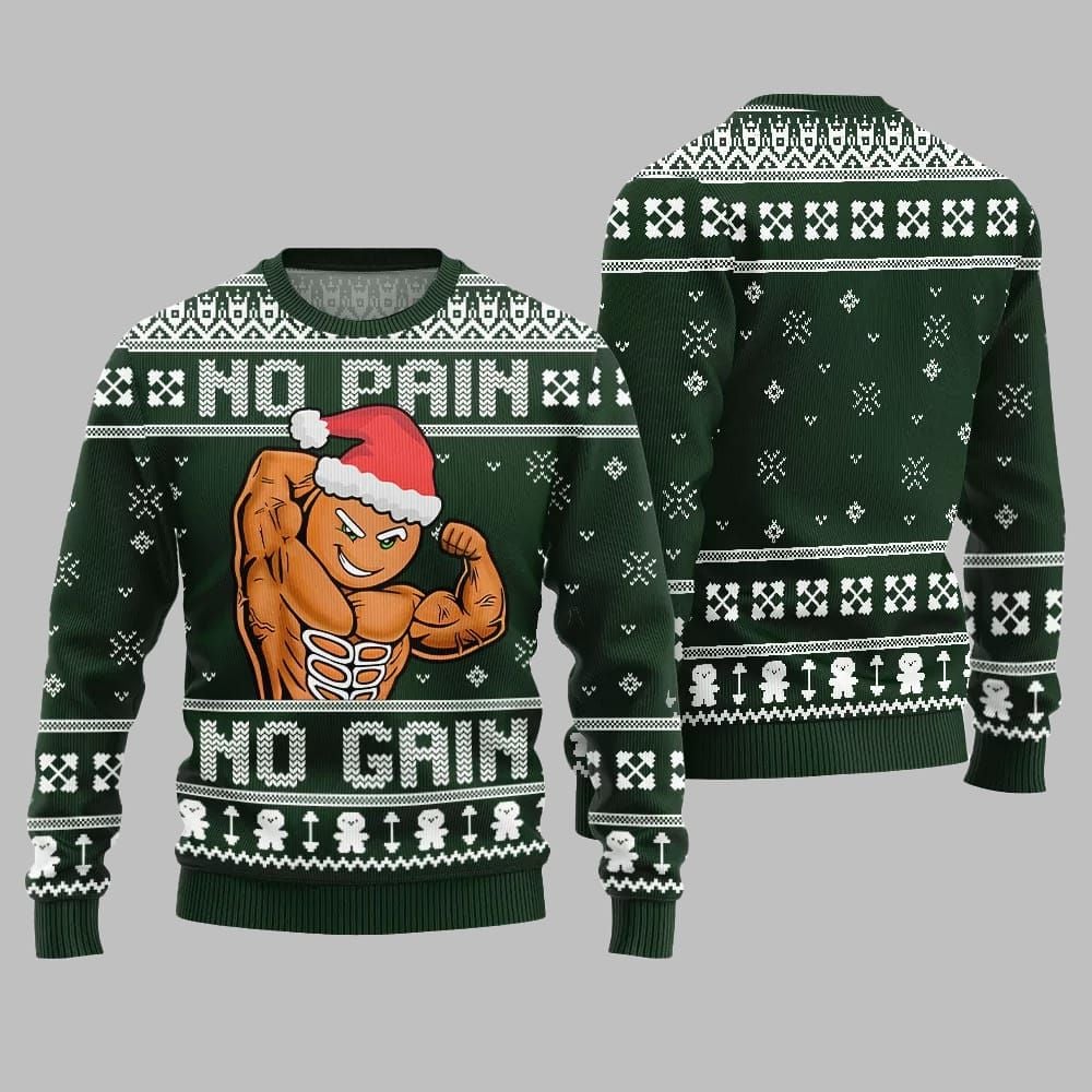 No Pain No Gain Ugly Sweater Christmas 2025 - Grishko.com