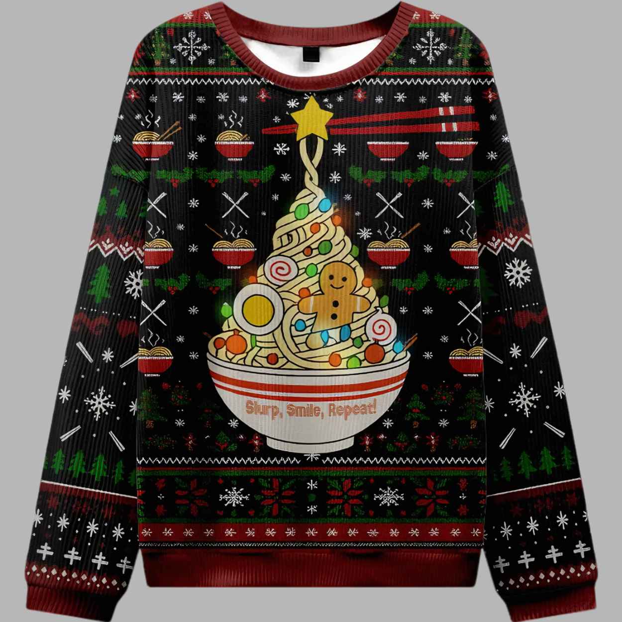 Noodles and Cheer Holiday Ugly Christmas Sweater - gullprint.com