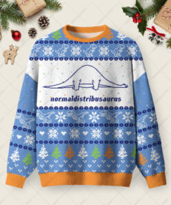 Normaldistribusaurus Ugly Christmas Fuzzy Fleece Sweatshirt