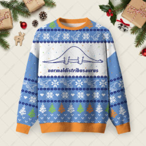 Normaldistribusaurus Ugly Christmas Fuzzy Fleece Sweatshirt
