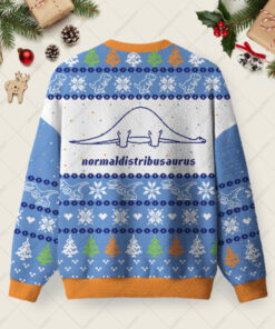 Alternative view of Normaldistribusaurus Ugly Christmas Fuzzy Fleece Sweatshirt